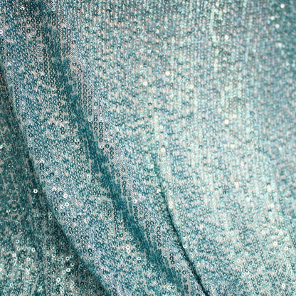 Embroidered Tulle with Small Vertical Iridescent Sequins