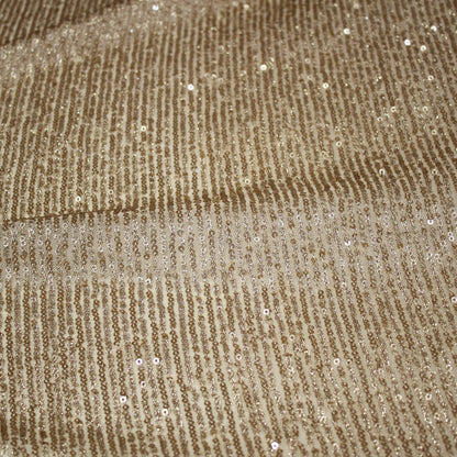 Embroidered Tulle with Small Vertical Iridescent Sequins