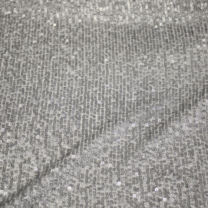 Embroidered Tulle with Small Vertical Iridescent Sequins