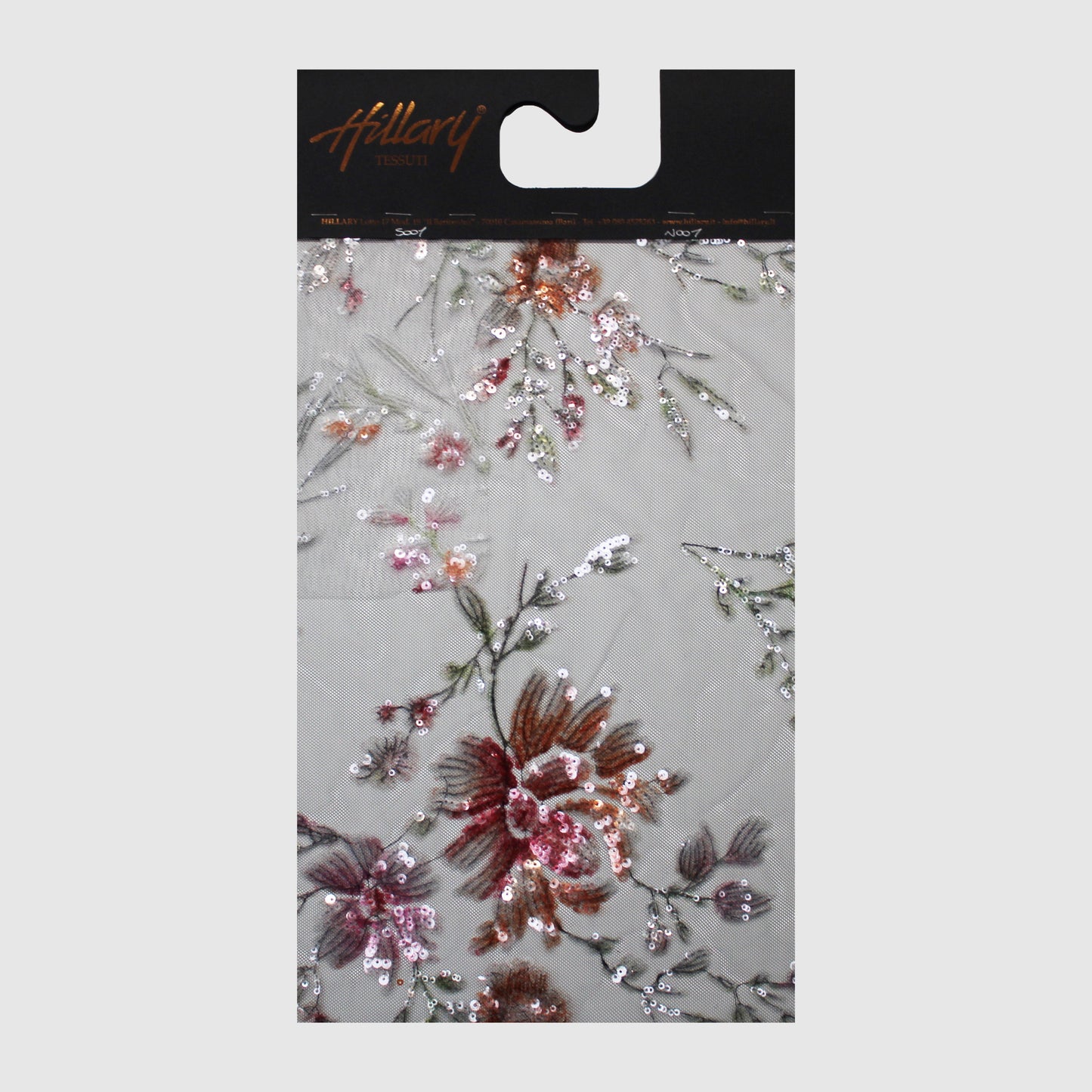 Embroidered Tulle with Sequins and Floral Motifs Sample