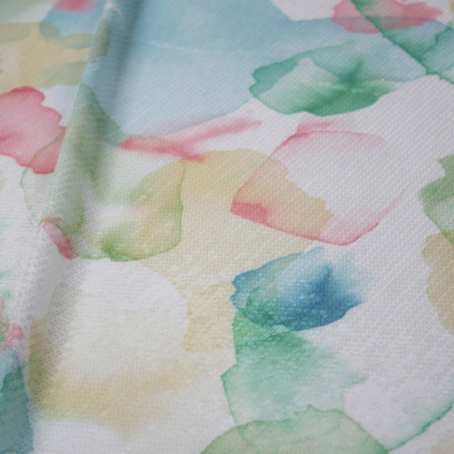 Tulle Ricamato Paillettes con Stampa Acquerello Multicolor