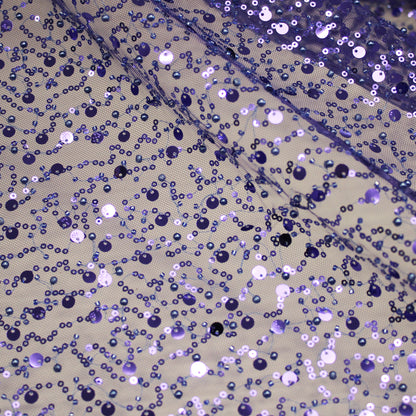 Embroidered Tulle with Pearls, Corals, and Multiform Sequins in Full Field