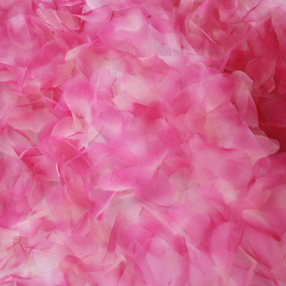 Embroidered Tulle with 3D Organza Petals and Ombre Effect