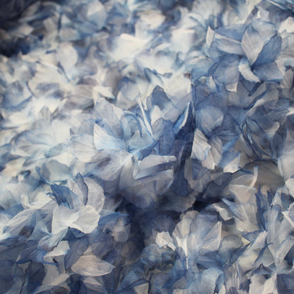Embroidered Tulle with Multicolor Organza Flower Petals