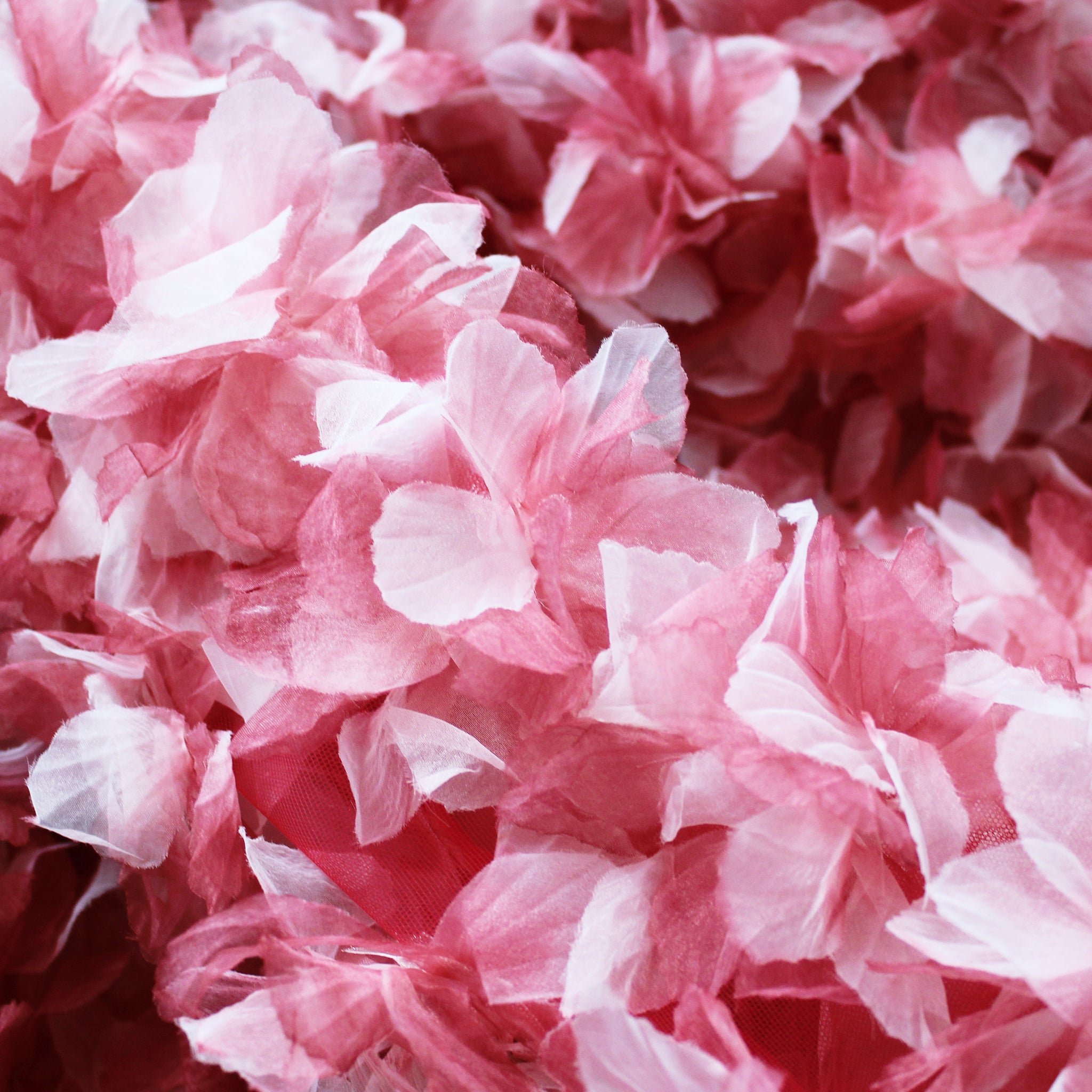 Embroidered Tulle with Multicolor Organza Flower Petals
