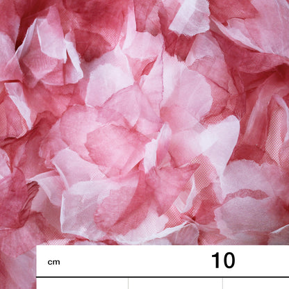 Embroidered Tulle with Multicolor Organza Flower Petals