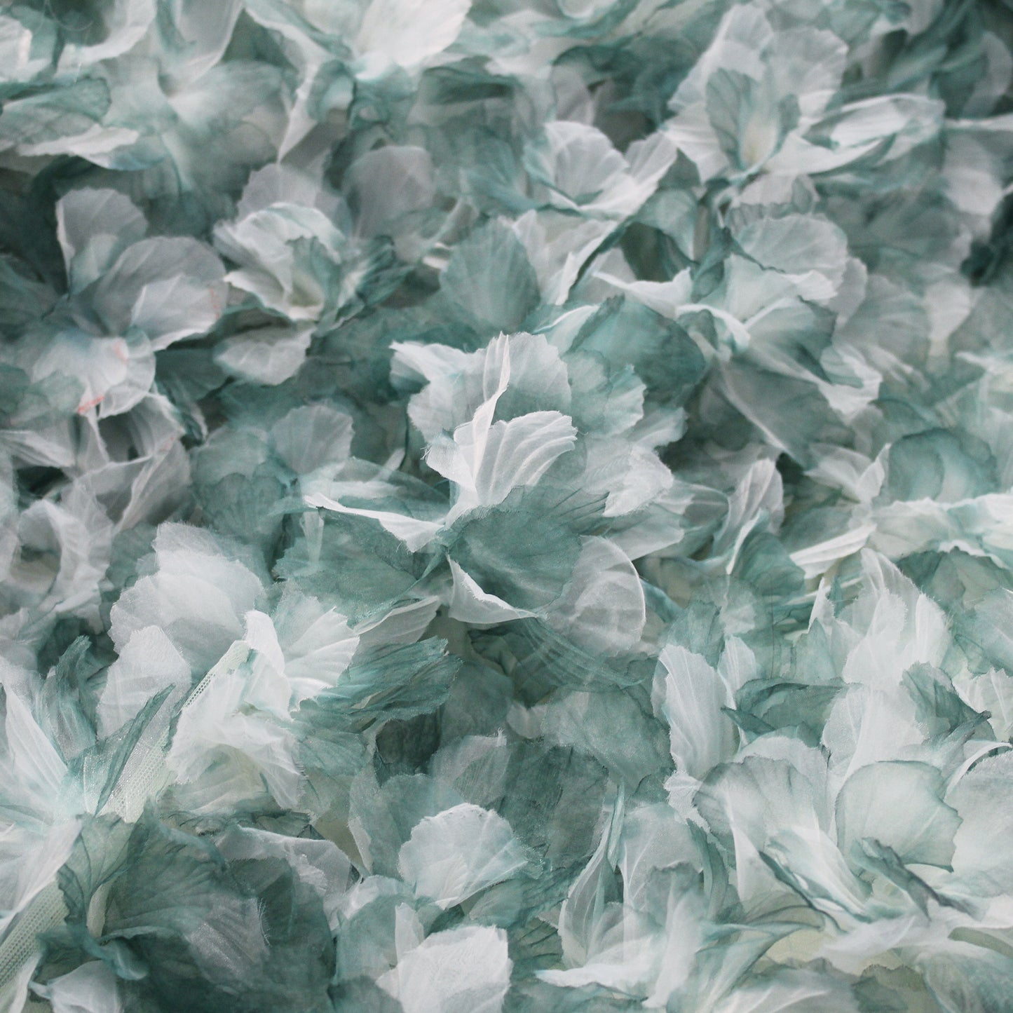 Embroidered Tulle with Multicolor Organza Flower Petals
