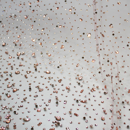 Embroidered Tulle with Multiform Stones, Strass and Beads Degradé Effect