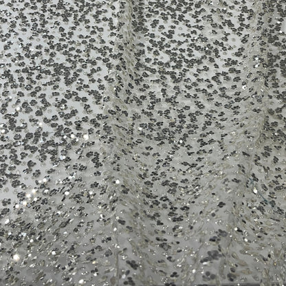 Embroidered Tulle with Glitter Polka Dots and Sequins