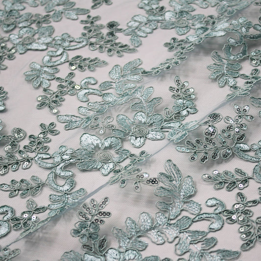 Embroidered Tulle with Rebrodée and Paillettes