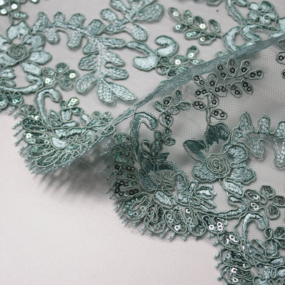 Tulle Ricamato Rebrodato con Paillettes