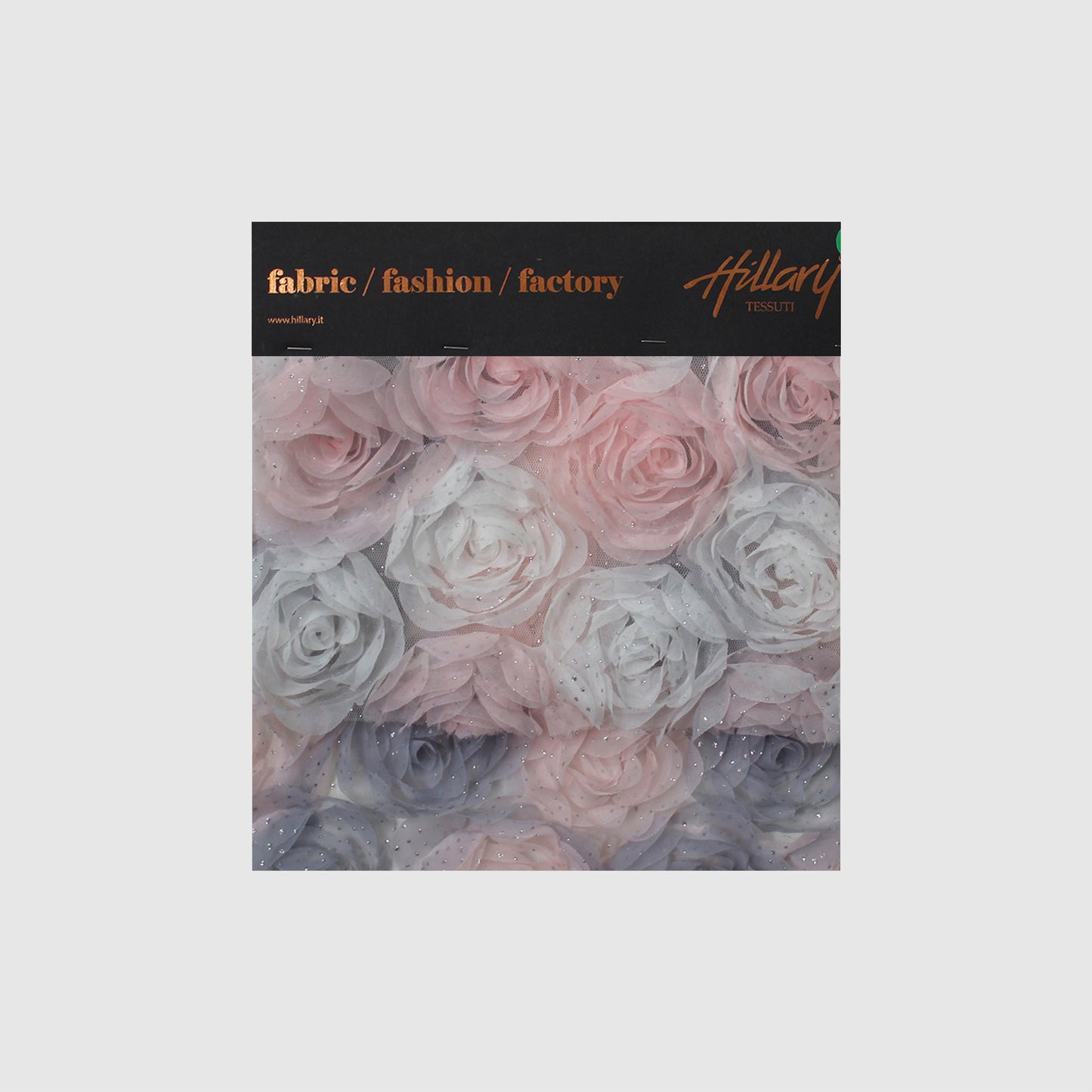 Embroidered Tulle with 3D Glitter Roses Sample
