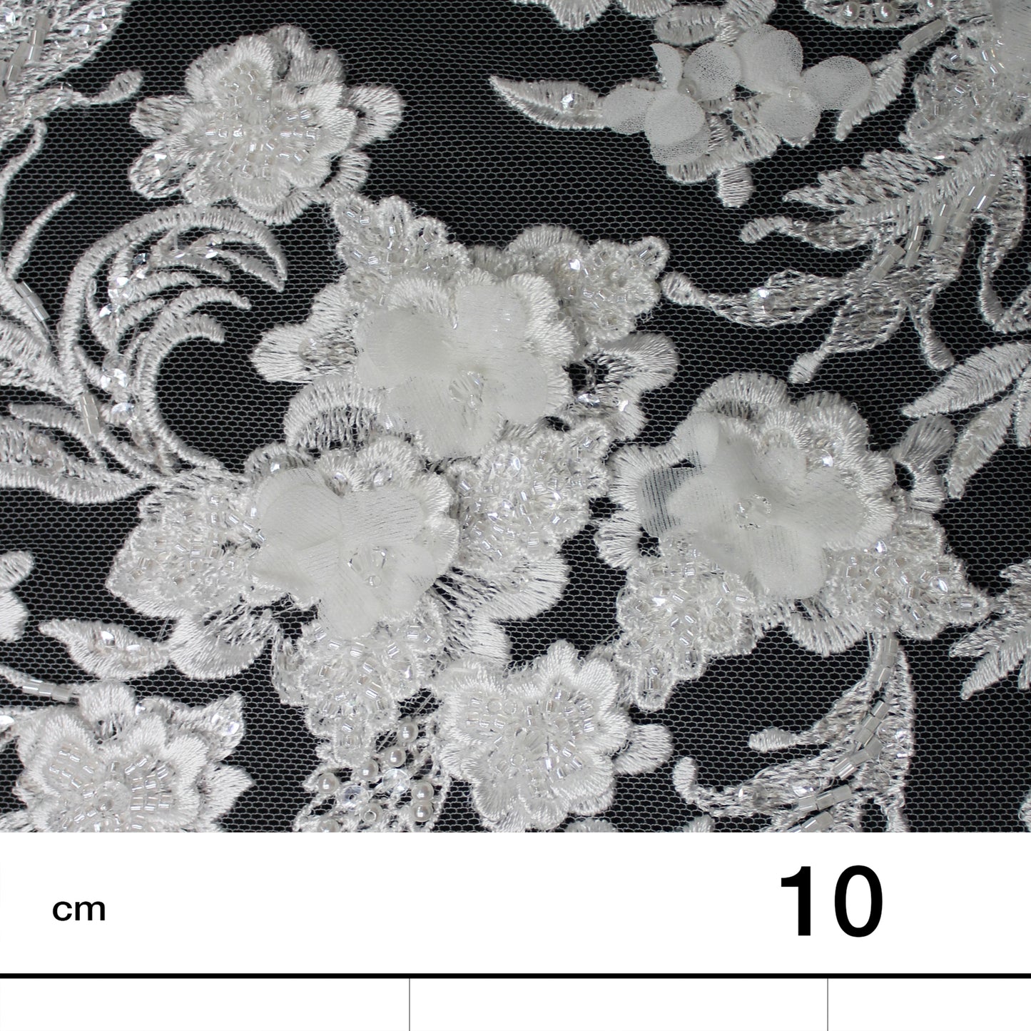 Tulle Alta Moda | Tulle Ricamato Sposa 3D a Filo e Corallini con Ramage e Tralci Floreali | TRW2926