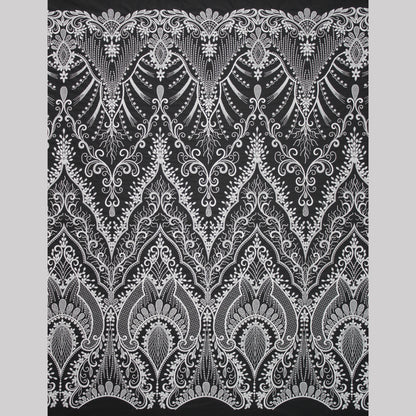 Haute Couture Tulle | Bridal Thread Embroidered Tulle with Arabesque Motifs | TRW3862/A