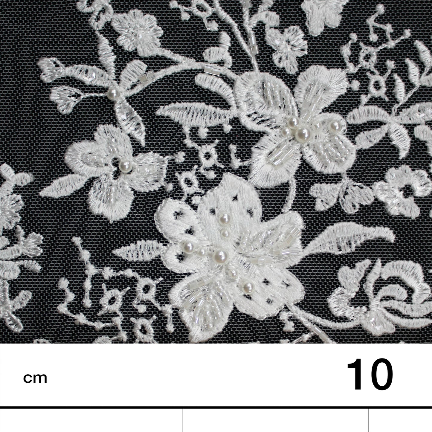 Haute Couture Tulle | Bridal Thread Embroidered Tulle with Beads & Small Floral Sprays | TRW2512