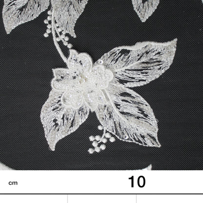 Haute Couture Tulle | Bridal Thread Embroidered Tulle with 3D Floral Sprays, Sequins & Pearls | TRW3743
