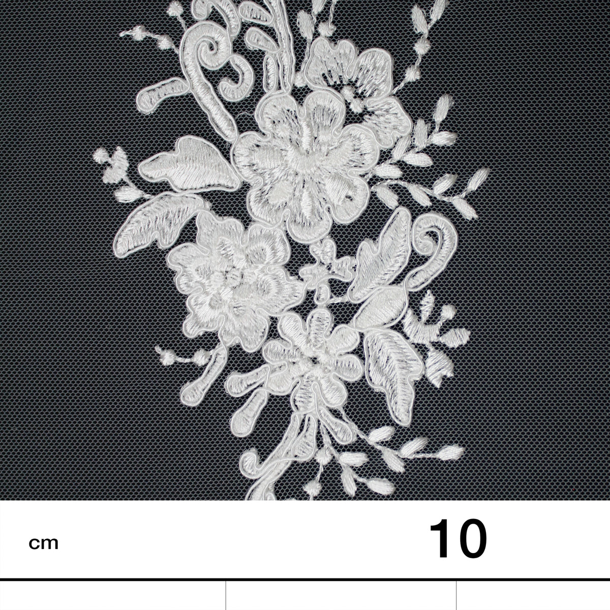 Haute Couture Tulle | Bridal Thread Embroidered Tulle with Corded Rebrodé, Floral, Arabesque Motifs & Double Border | TRW3729