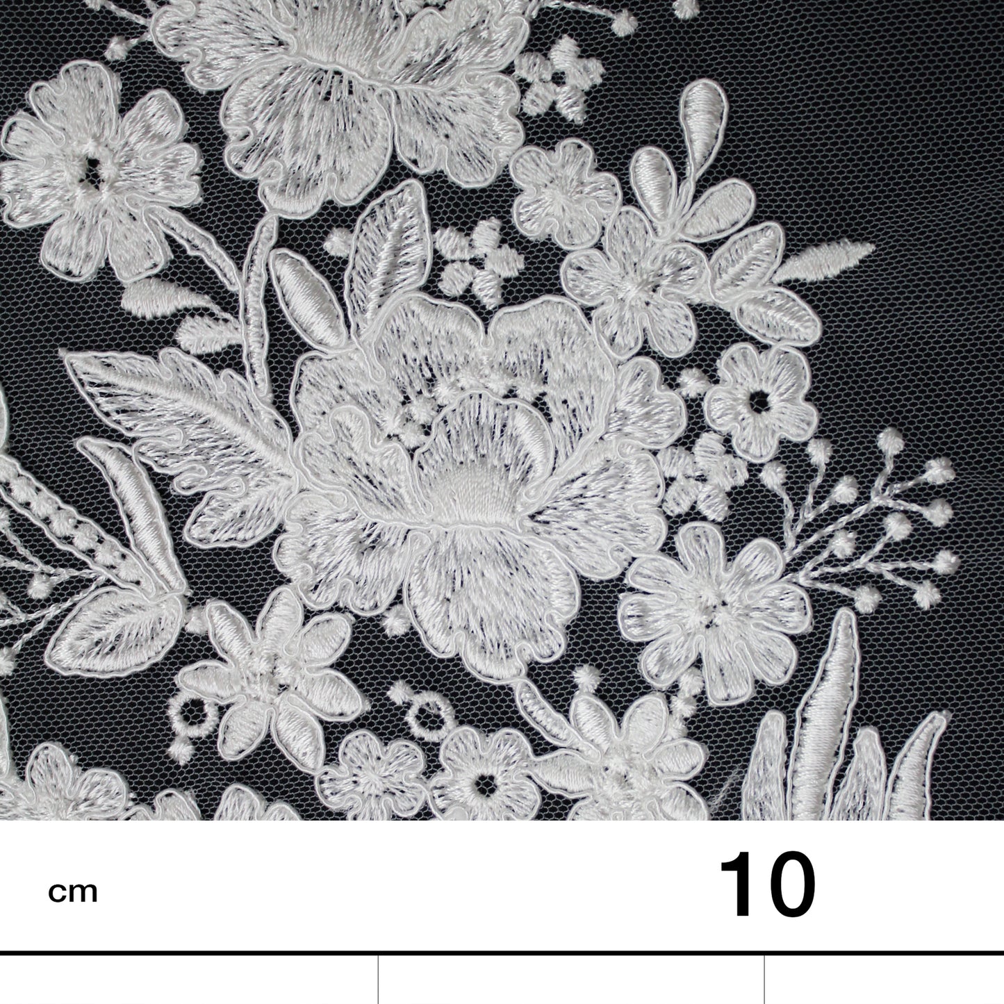 Bridal Rebrodé Embroidered Tulle with Floral Sprays, Paisley Motif, and Double Scalloped Border | TRW1608