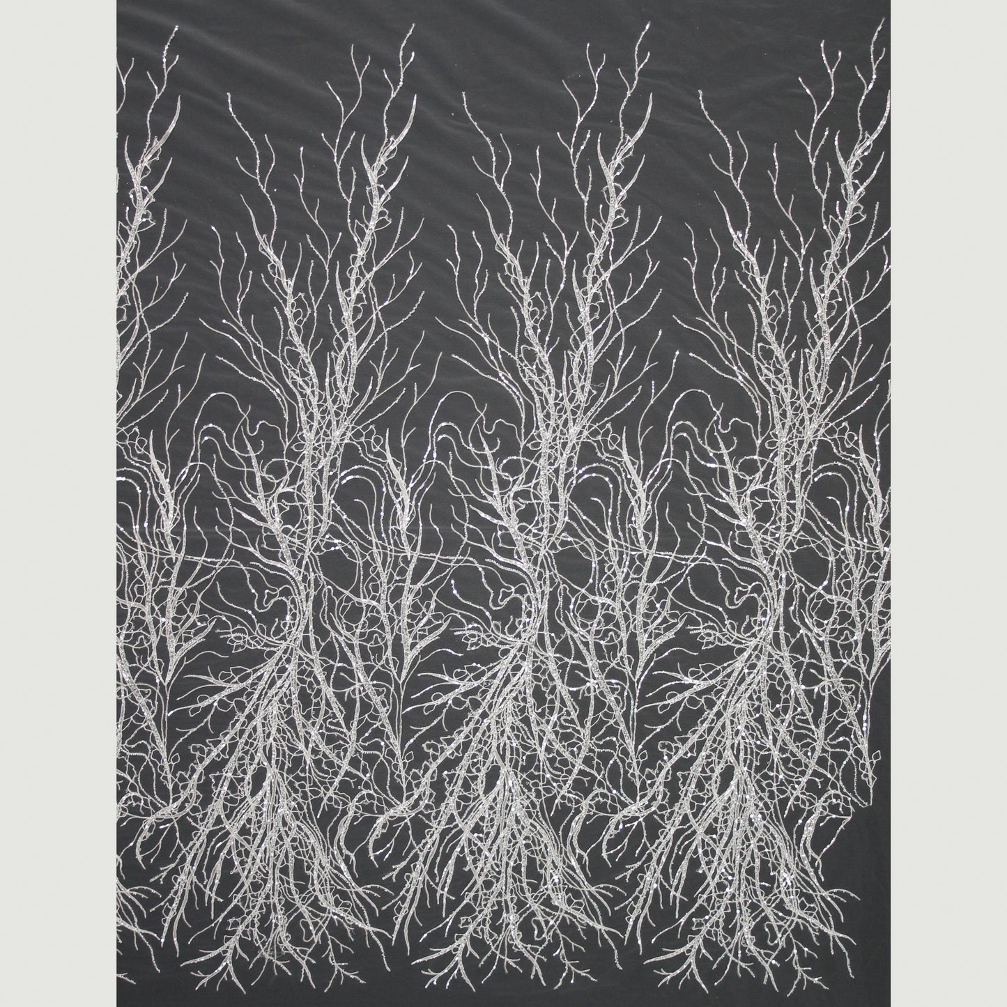 Haute Couture Tulle | Bridal Embroidered Tulle with Beads & Sequins in Dendritic Branching Pattern | TRW3364