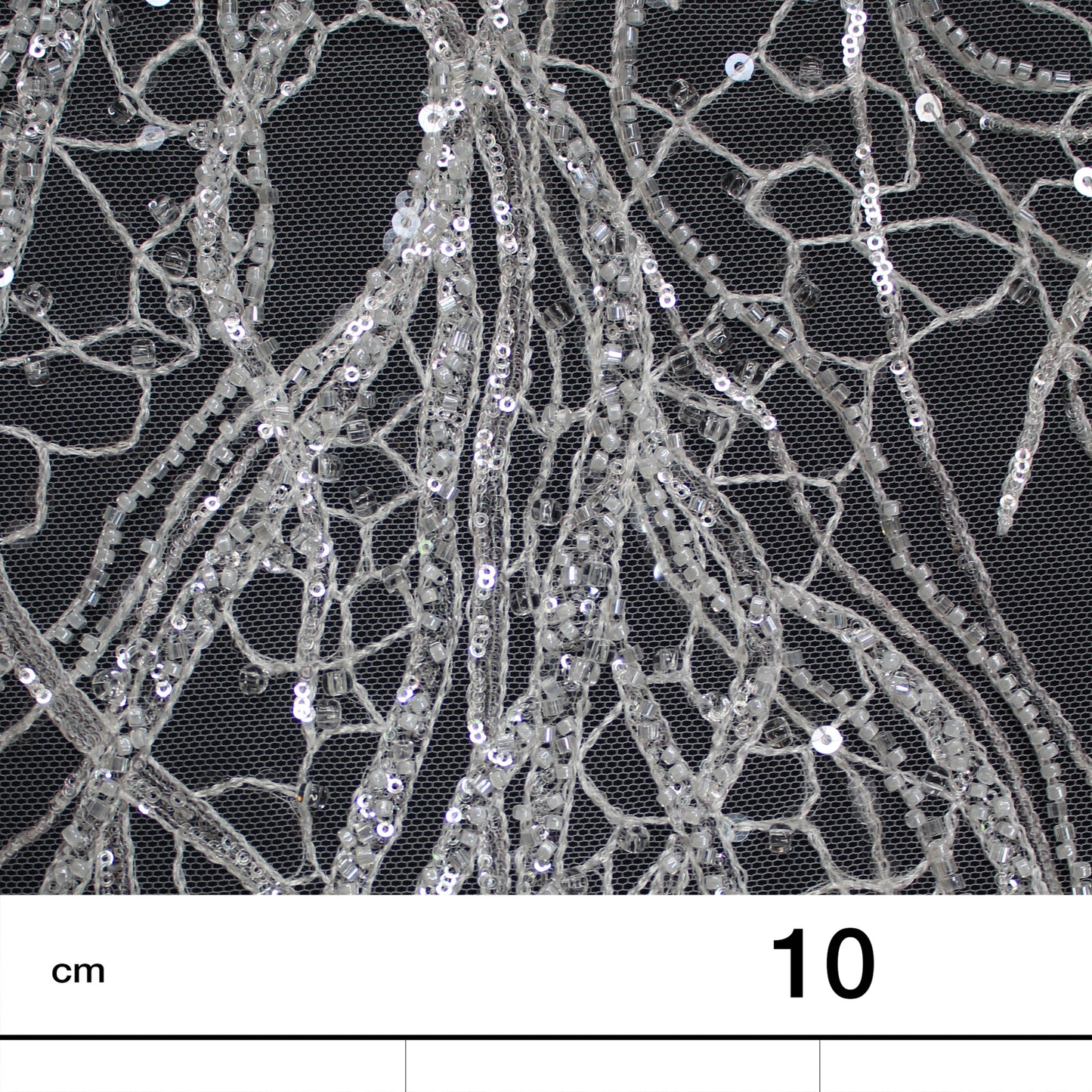 Haute Couture Tulle | Bridal Embroidered Tulle with Beads & Sequins in Dendritic Branching Pattern | TRW3364