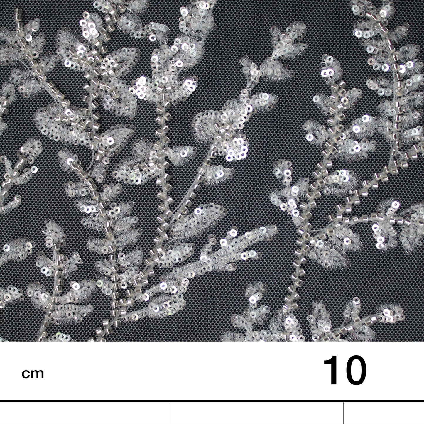 Haute Couture Tulle | Bridal Embroidered Tulle with Sequins, Seed Beads & Small Leaf Sprays | TRW3371