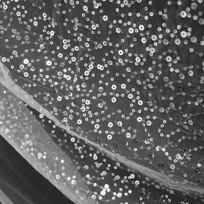 Haute Couture Tulle | Bridal Embroidered Tulle with Multiform Silver Sequins | TRW3196