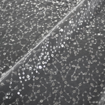 Haute Couture Tulle | Bridal Embroidered Tulle with Multiform Silver Sequins | TRW3196