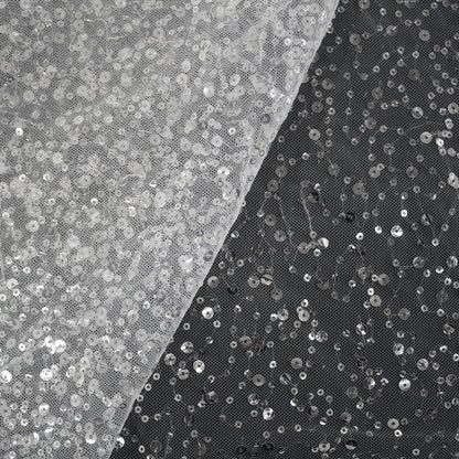 Haute Couture Tulle | Bridal Embroidered Tulle with Multiform Silver Sequins | TRW3196