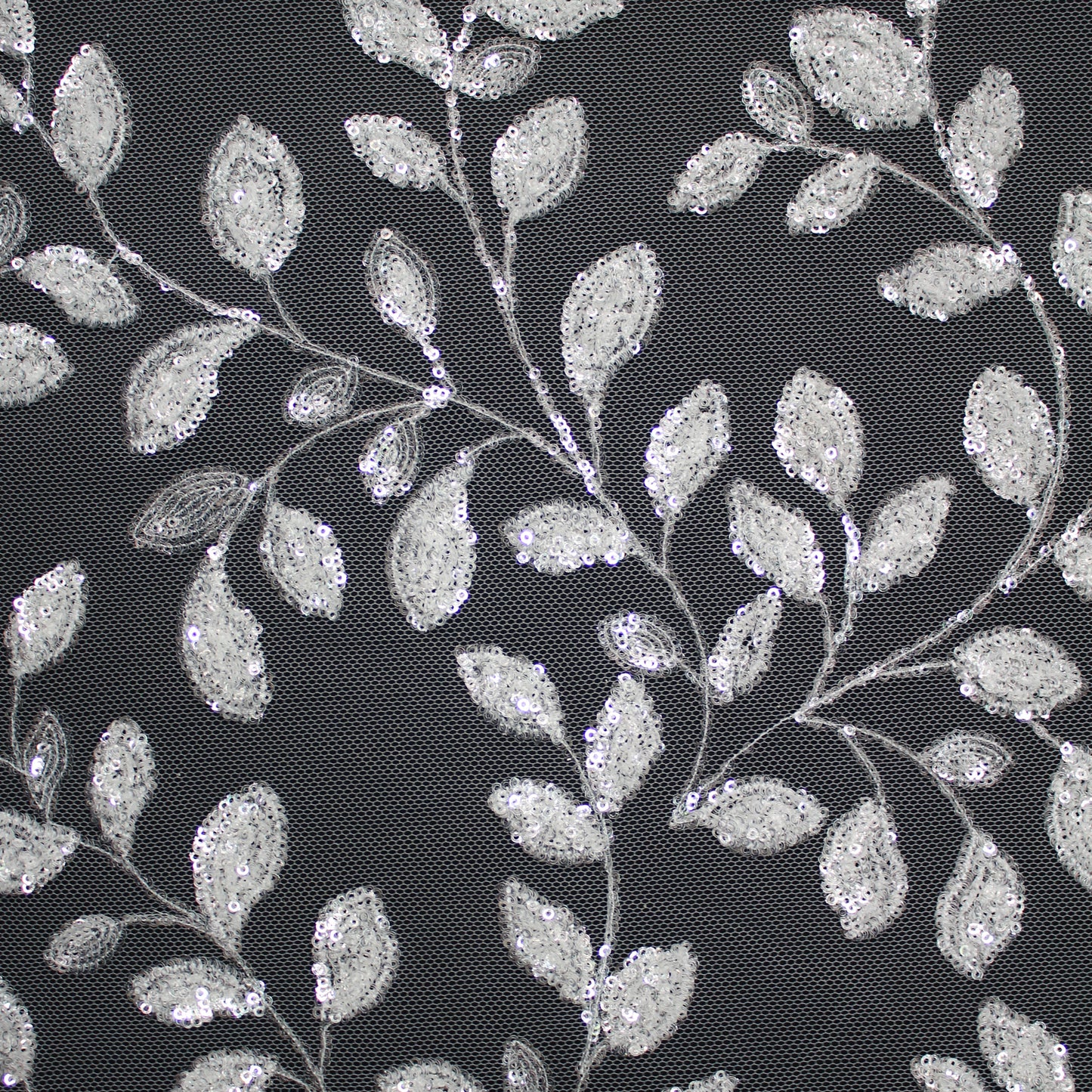 Haute Couture Tulle | Bridal Sequin Embroidered Tulle with Small Leaf Sprays | TRW3368