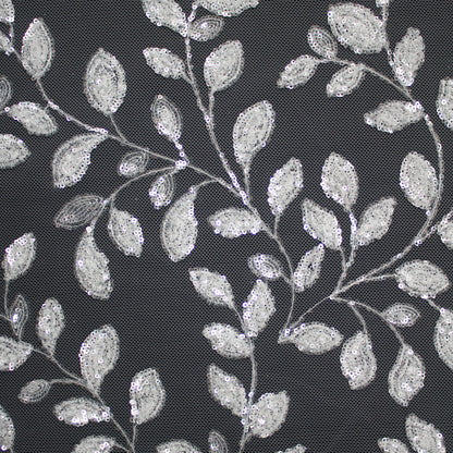 Haute Couture Tulle | Bridal Sequin Embroidered Tulle with Small Leaf Sprays | TRW3368