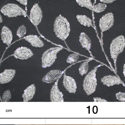 Haute Couture Tulle | Bridal Sequin Embroidered Tulle with Small Leaf Sprays | TRW3368