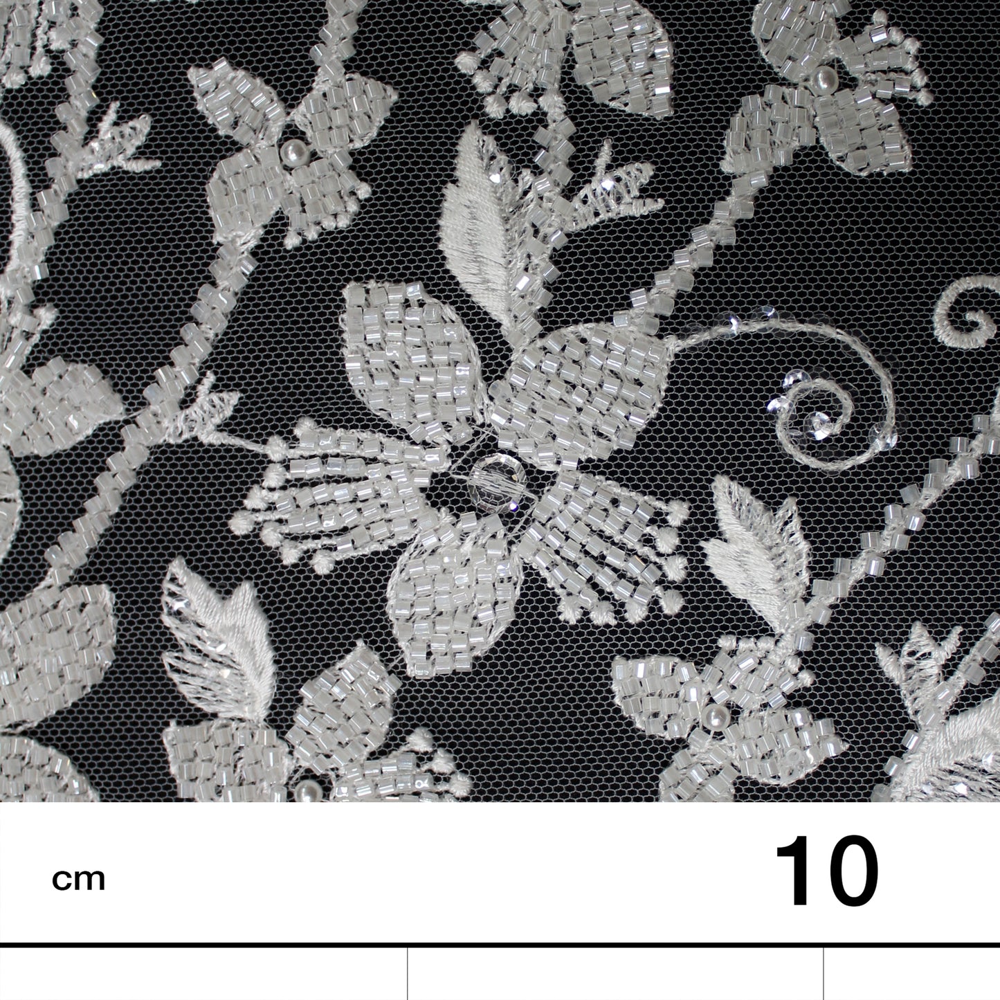 Haute Couture Tulle | Bridal Embroidered Tulle with Floral Sprays & Seed Beads | TRW3169