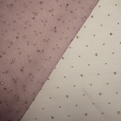 Embroidered Tulle with Strass Polka Dot Effect