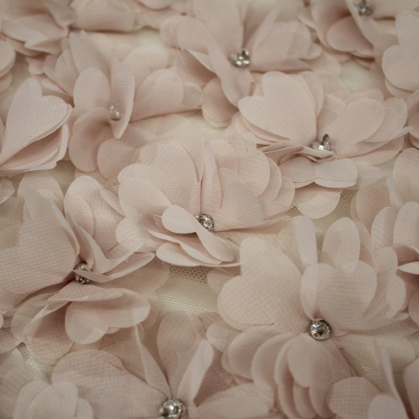 Haute Couture Tulle | Bridal Embroidered Tulle with Rhinestones & All-Over 3D Voile Flowers | TRW3402