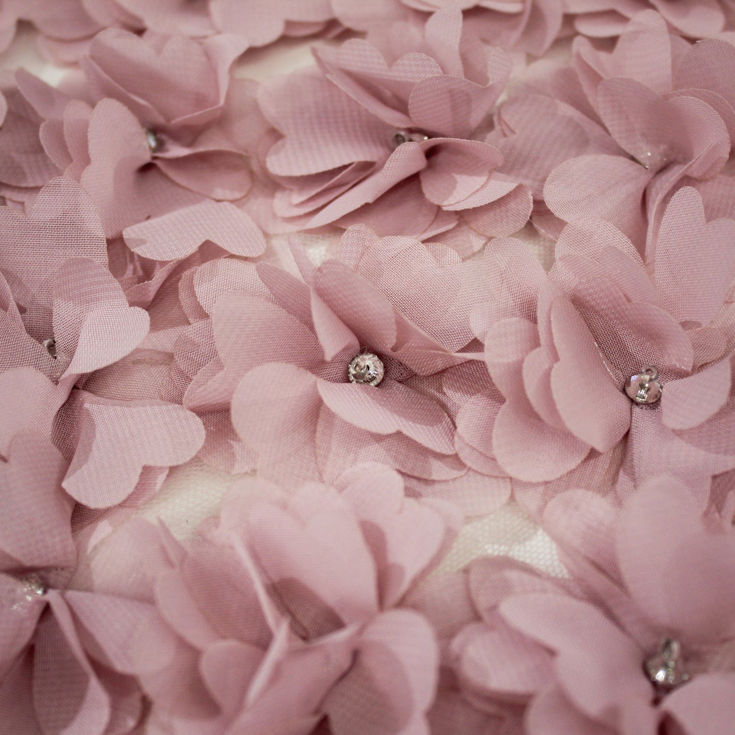 Haute Couture Tulle | Bridal Embroidered Tulle with Rhinestones & All-Over 3D Voile Flowers | TRW3402
