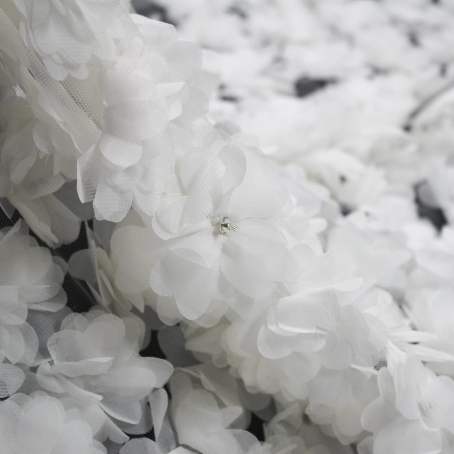 Haute Couture Tulle | Bridal Embroidered Tulle with Rhinestones & All-Over 3D Voile Flowers | TRW3402