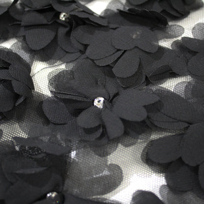 Haute Couture Tulle | Bridal Embroidered Tulle with Rhinestones & All-Over 3D Voile Flowers | TRW3402