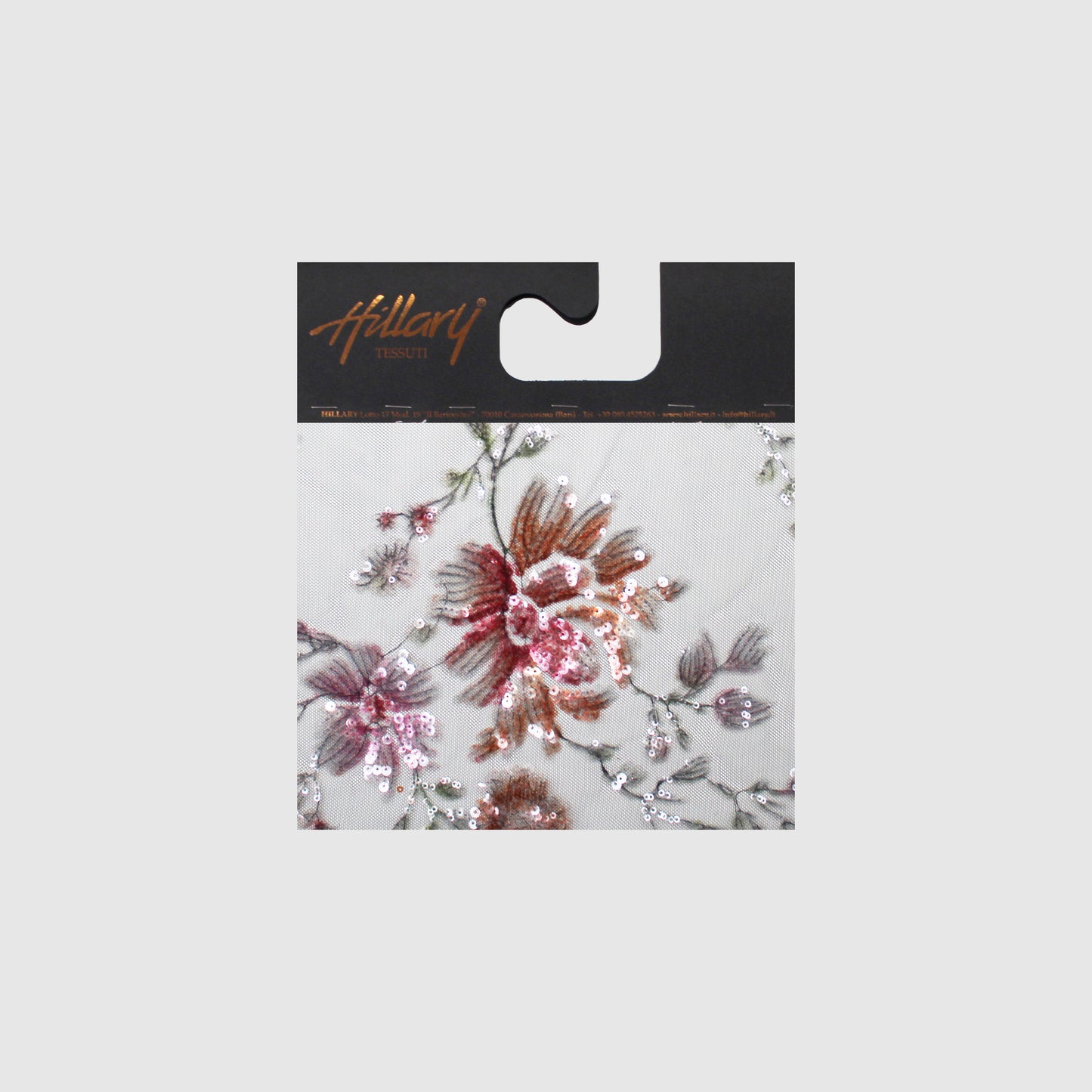 Cartella Tulle Ricamato con Paillettes e Ricami Fiori