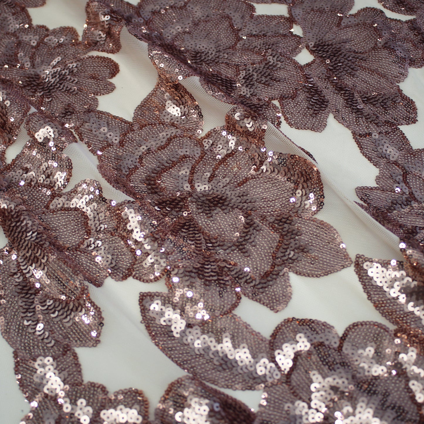 Stretch Embroidered Tulle with Large Paillettes Flowers