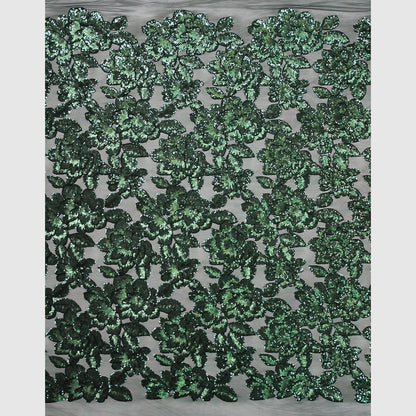 Stretch Embroidered Tulle with Large Paillettes Flowers