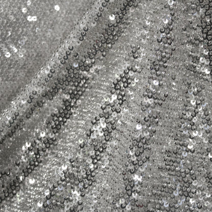 Tulle Tinta Unita Ricamato con Paillettes e Coralli a Campo Pieno