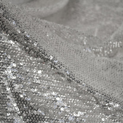 Tulle Tinta Unita Ricamato con Paillettes e Coralli a Campo Pieno