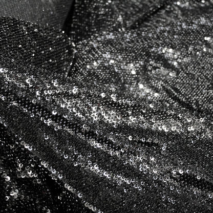 Tulle Tinta Unita Ricamato con Paillettes e Coralli a Campo Pieno